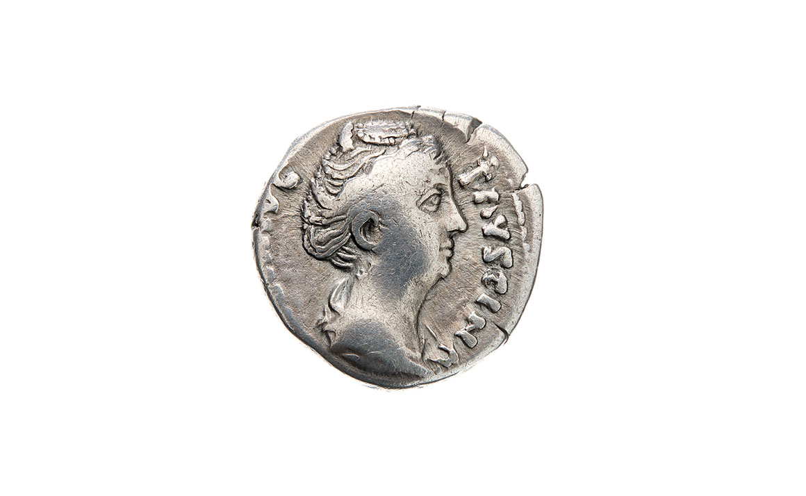 Монета, денарий, Faustina Junior – жена Марка Аврелия, Римская империя